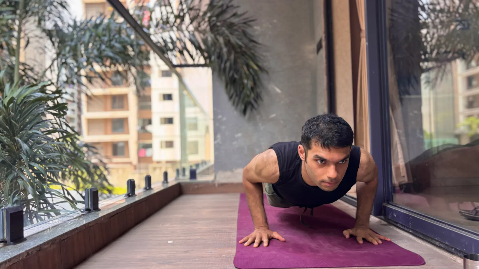 Coach demonstrating a bodyweight pushup